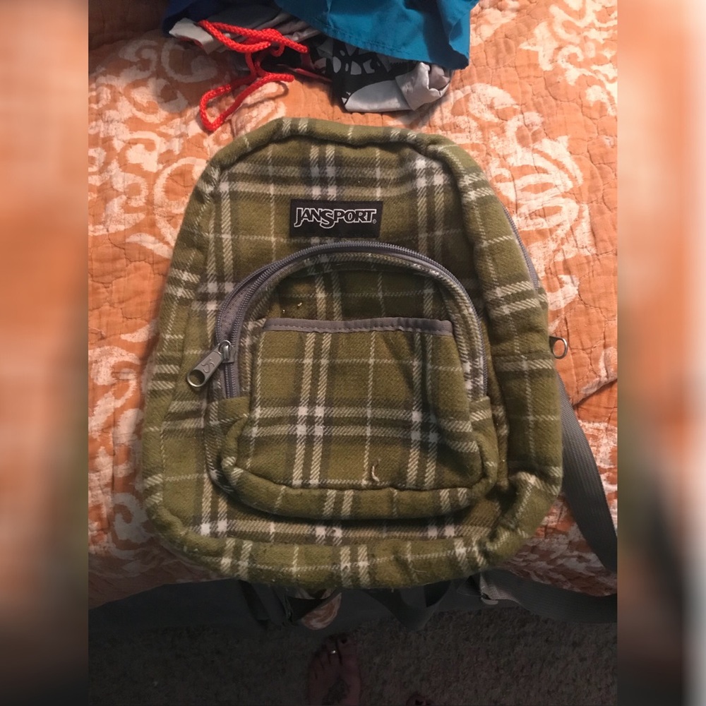 Mini Green Plaid Jansport Backpack
